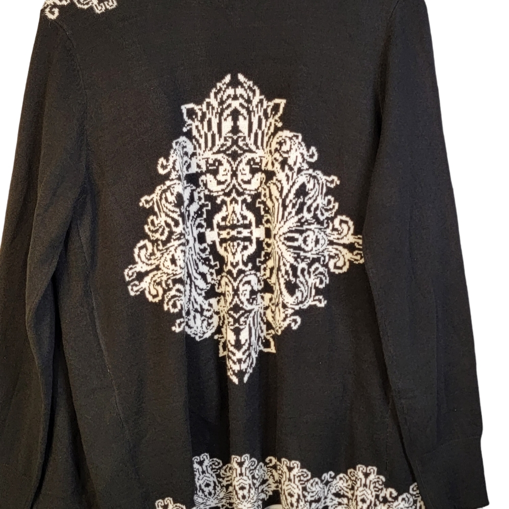 Napa Valley Black & White Light Weight Sweater Wrap Shawl Shrug Long Sleeves S - Picture 9 of 15